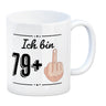 Witziger Kaffeebecher für den 80. Geburtstag mit Motiv: Mittelfinger