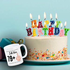 Witziger Kaffeebecher für den 80. Geburtstag mit Motiv: Mittelfinger