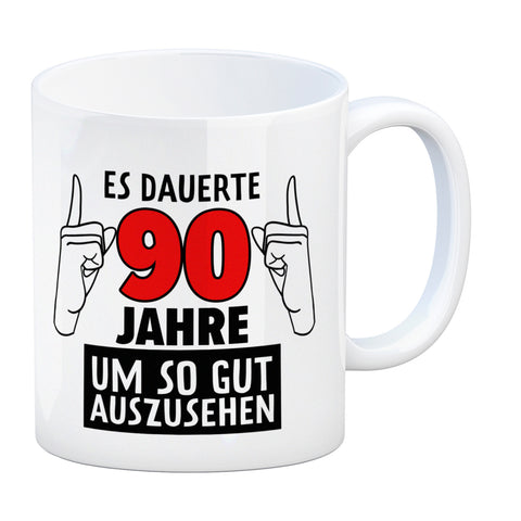 Witziger Kaffeebecher für den 90. Geburtstag mit Motiv: Gutes Aussehen