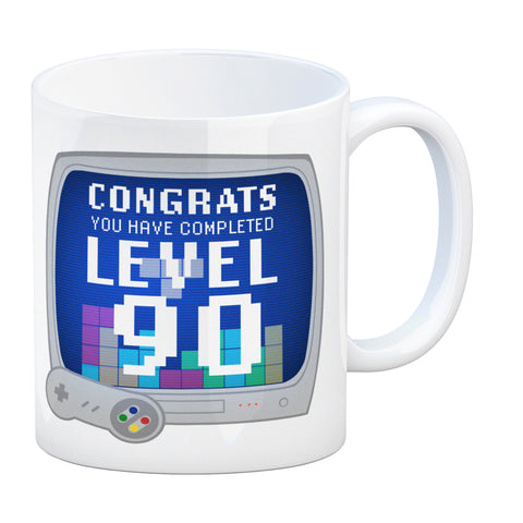 Witziger Kaffeebecher für den 90. Geburtstag mit Motiv: Gamer
