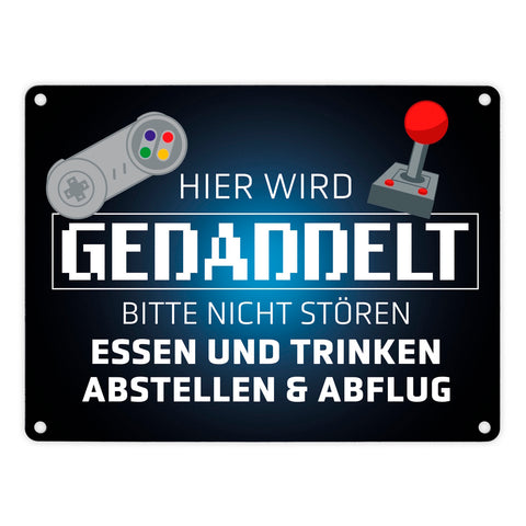 Hier wird gedaddelt bitte nicht stören Metallschild für Gamer