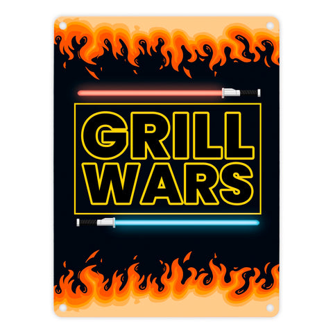 Grill Wars Metallschild für den Grill mit Laserschwert
