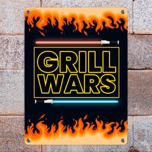 Grill Wars Metallschild für den Grill mit Laserschwert