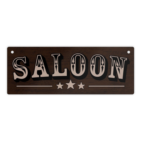 Saloon Metallschild in Holzoptik