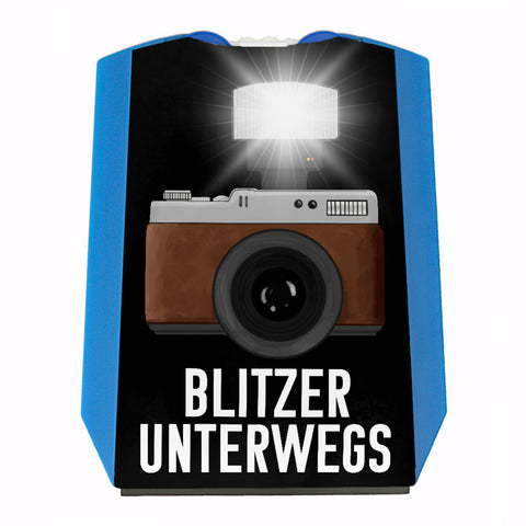 Blitzer unterwegs Retro Fotoapparat Parkscheibe mit 2 Einkaufswagenchips