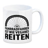 Fahrradfahren ist wie veganes Reiten Kaffeebecher für Radler