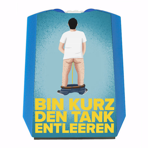 Bin kurz den Tank entleeren Pipi Parkscheibe mit 2 Einkaufswagenchips