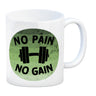 No pain no gain Fitness Kaffeebecher mit Hantel