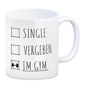 Single, vergeben oder im Gym Fitness Kaffeebecher