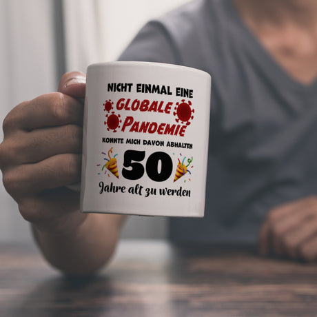 50. Geburtstag Kaffeebecher mit lustigem Spruch: Pandemie