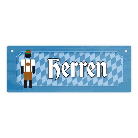 Herren Toilette Metallschild auf bayrische Art mit Lederhosen