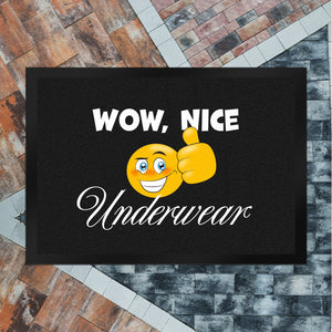 Wow, nice Underwear Fußmatte mit grinsendem Emoticon