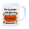 Die Coolsten werden im Herbst geboren Kaffeebecher mit Kürbis Motiv