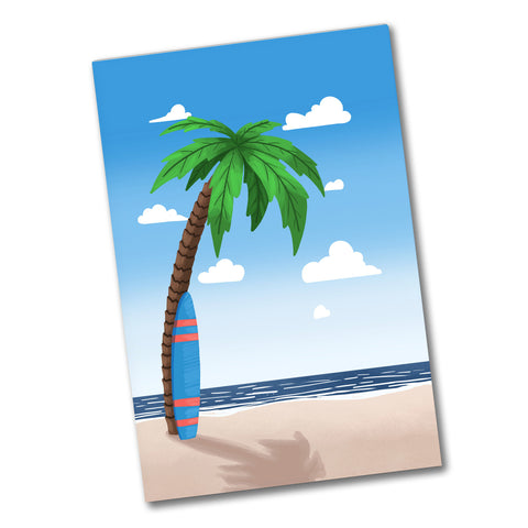 Palme am Strand mit Meer und Surfbrett Souvenir Magnet