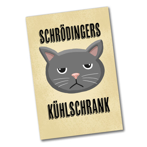 Schrödingers Kühlschrank Souvenir Magnet mit grimmiger Katze