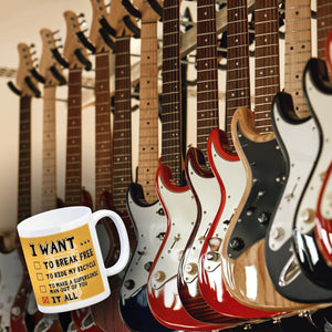 I want … Kaffeebecher mit bekannten Songtexten