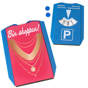 Bin Shoppen Parkscheibe mit Kette-Motiv und 2 Einkaufswagenchips