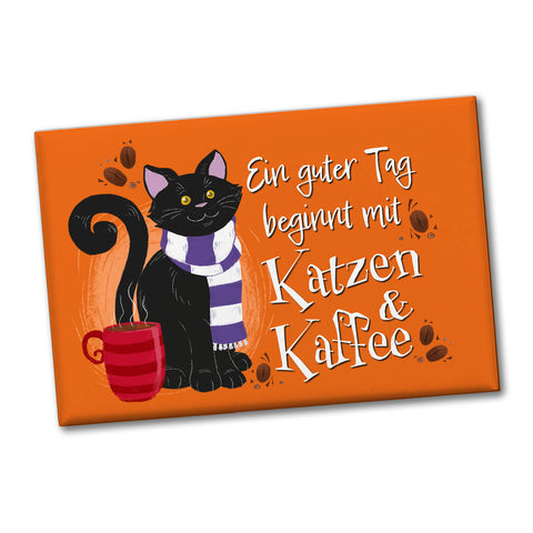 Ein guter Tag beginnt mit Katzen & Kaffee Souvenir Magnet