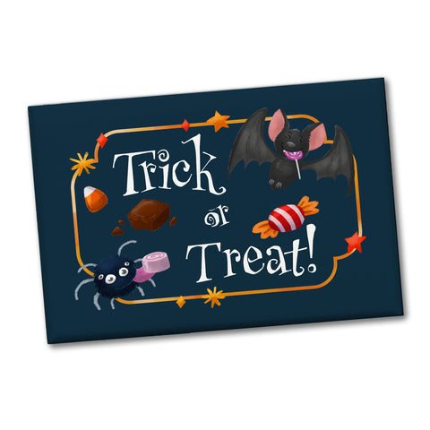 Trick or Treat Halloween Souvenir Magnet mit Spinne und Fledermaus
