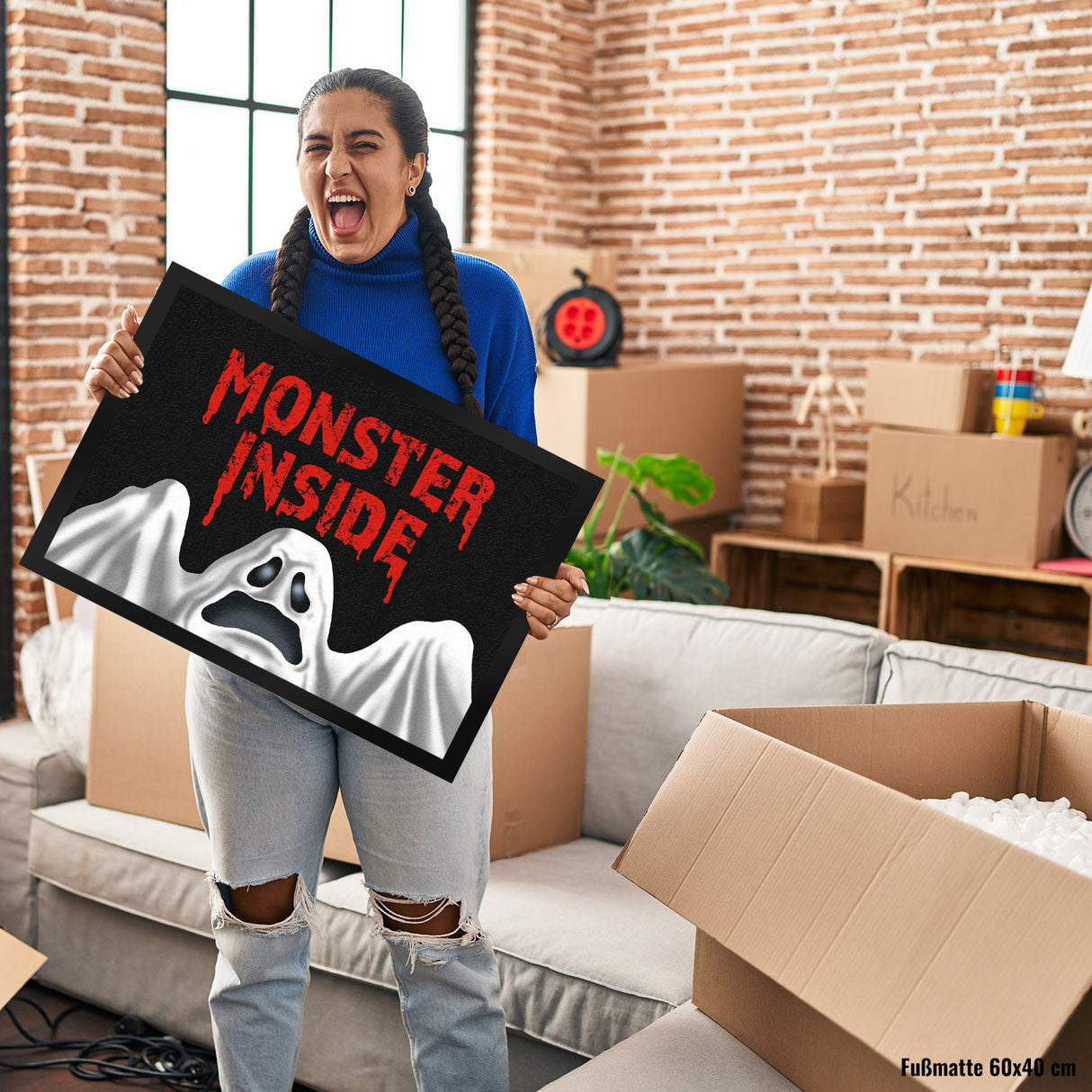 Monster Inside Halloween Fußmatte mit gruseligem Geist Motiv