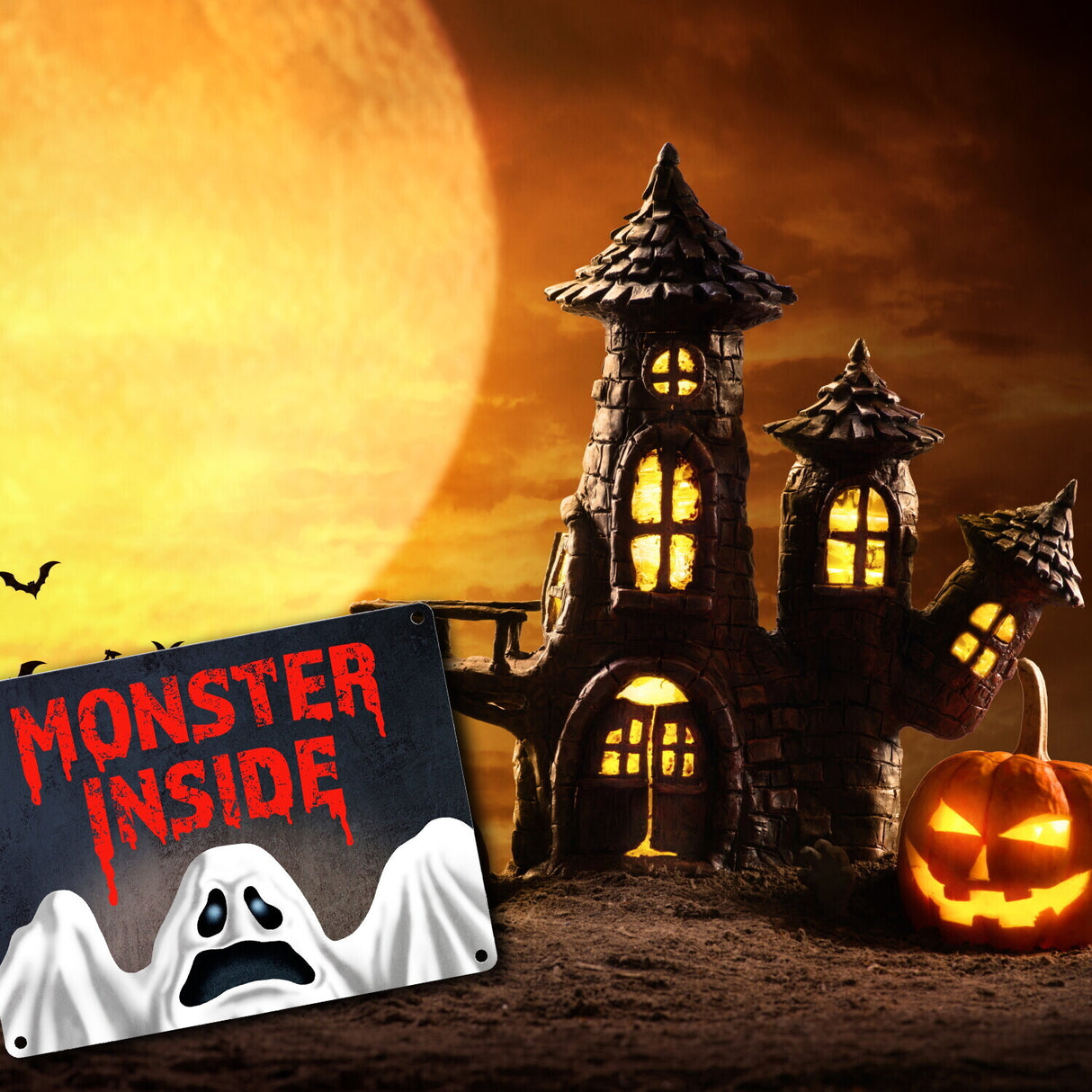 Monster Inside Halloween Metallschild mit gruseligem Geist Motiv