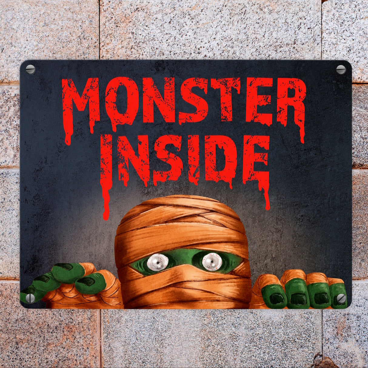 Monster Inside Halloween Metallschild mit gruseligem Mumie Motiv