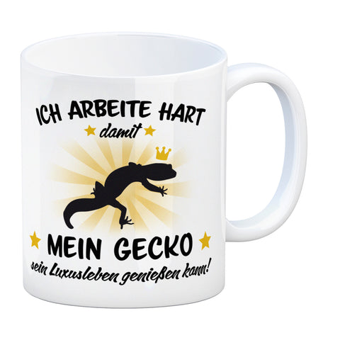 Ich arbeite hart für das Luxusleben meines Geckos Haustier Kaffeebecher