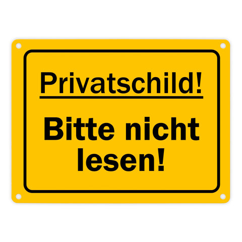 Privatschild! Bitte nicht lesen! Scherzartikel Metallschild