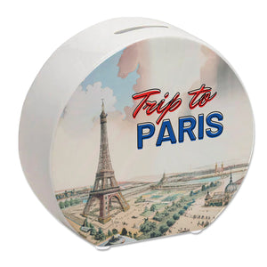 Trip to Paris Spardose mit Eiffelturm im Retro Style