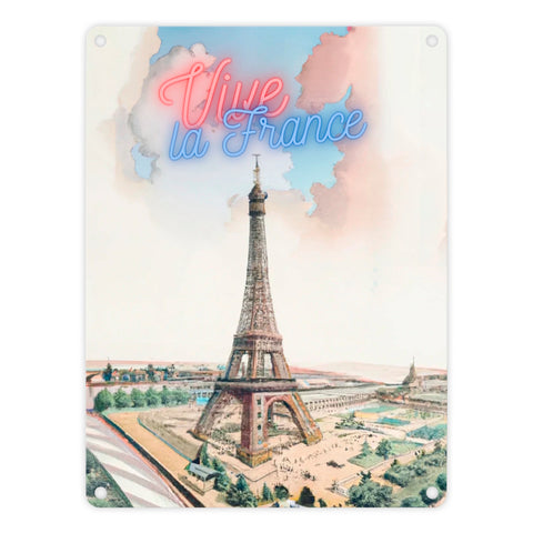 Vive la France Eiffelturm Metallschild in 15x20 cm im retro Look zum Thema Paris