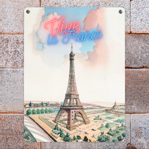 Vive la France Eiffelturm Metallschild in 15x20 cm im retro Look zum Thema Paris