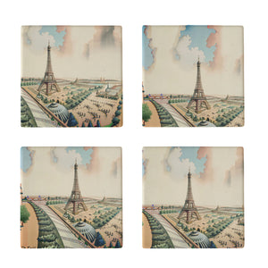 Eiffelturm in Paris Retro 4er Set Untersetzer aus Keramik