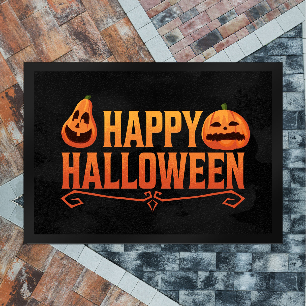 Happy Halloween Fußmatte mit lustigen Kürbissen