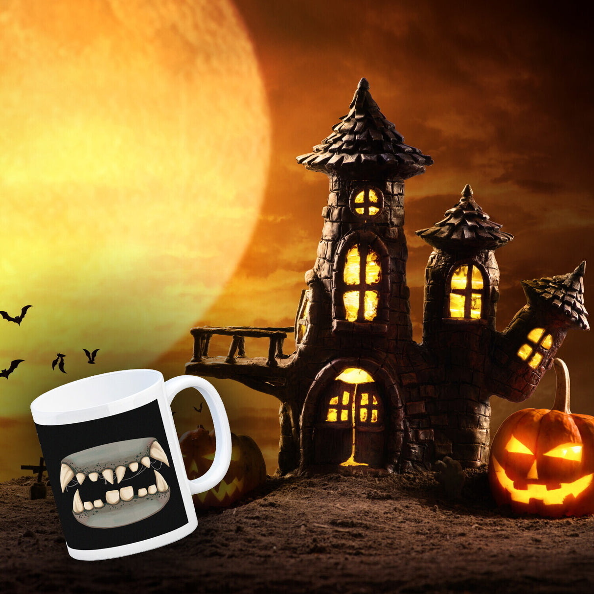 Zombiegebiss Horror Kaffeebecher für Halloween
