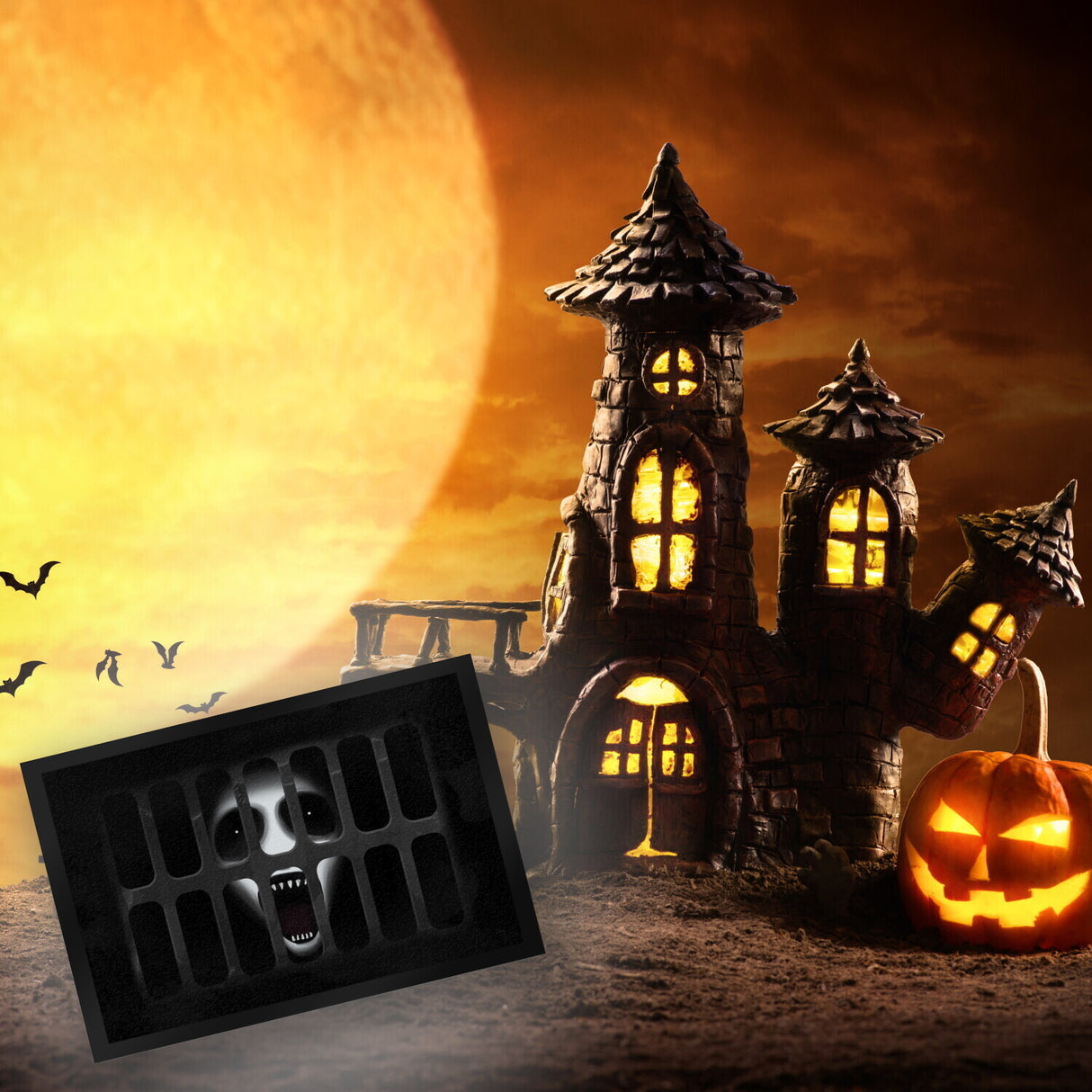 Schachtdeckel Horror Halloween Fußmatte mit Geistermotiv
