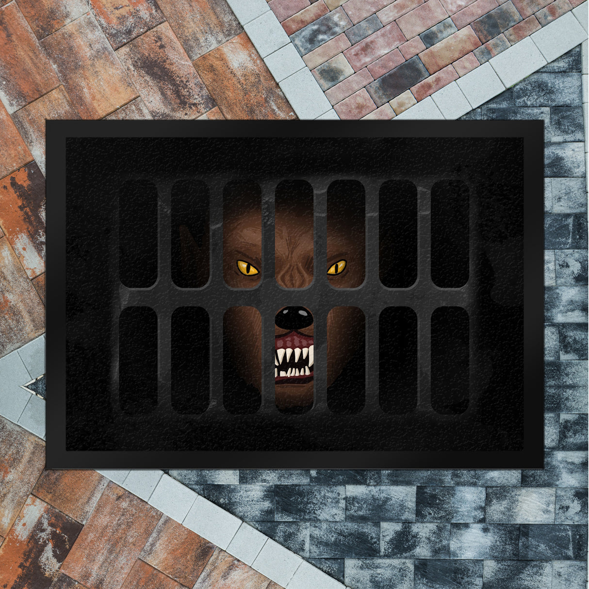 Schachtdeckel Horror Halloween Fußmatte mit Werwolfmotiv