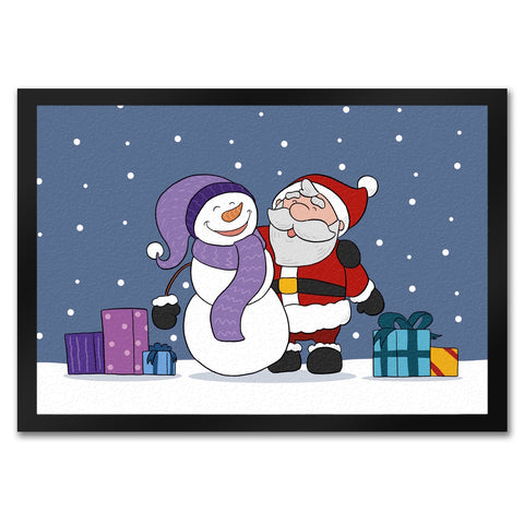 Schneemann und Weihnachtsmann Fußmatte