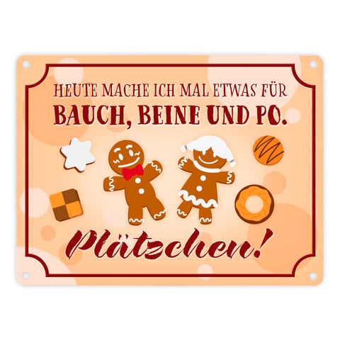 Heute mache ich Plätzchen Metallschild mit Lebkuchenfiguren