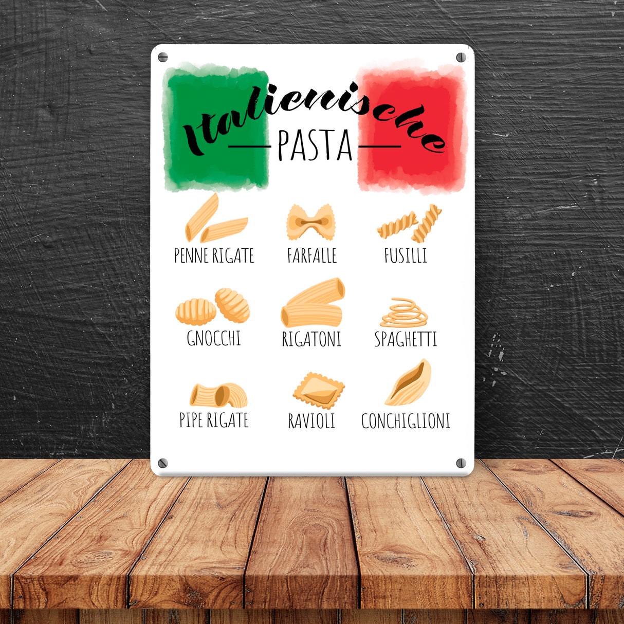Italienische Pasta Metallschild - Deko für die Küche - Jetzt kaufen und  klicken! –