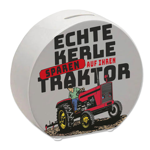 Echte Kerle sparen auf ihren Traktor Spardose für Landwirte