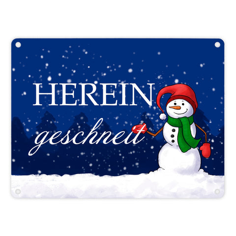 Hereingeschneit Schneemann Metallschild