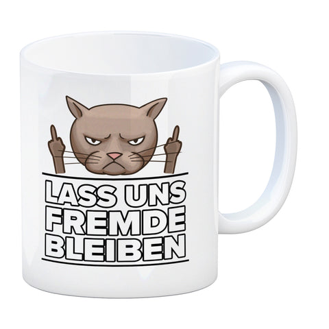 Lass uns Fremde bleiben mit Katze Kaffeebecher