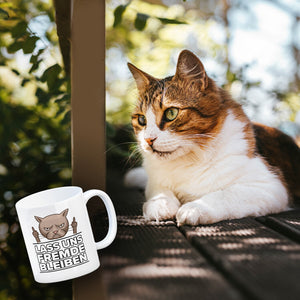 Lass uns Fremde bleiben mit Katze Kaffeebecher