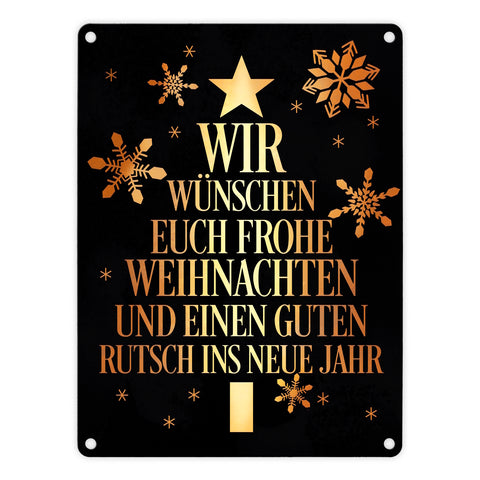 Frohe Weihnachten & einen guten Rutsch Christbaum Metallschild