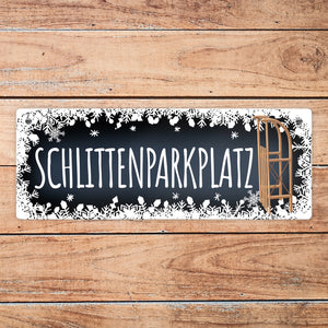 Schlittenparkplatz Metallschild