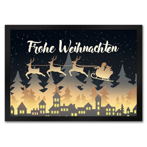 Frohe Weihnachten Skyline Fußmatte