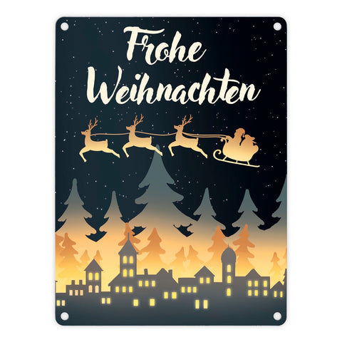 Frohe Weihnachten Skyline Metallschild