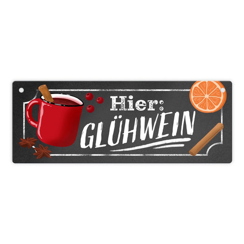 Hier: Glühwein Metallschild