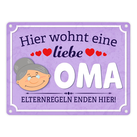 Hier wohnt eine liebe Oma Metallschild
