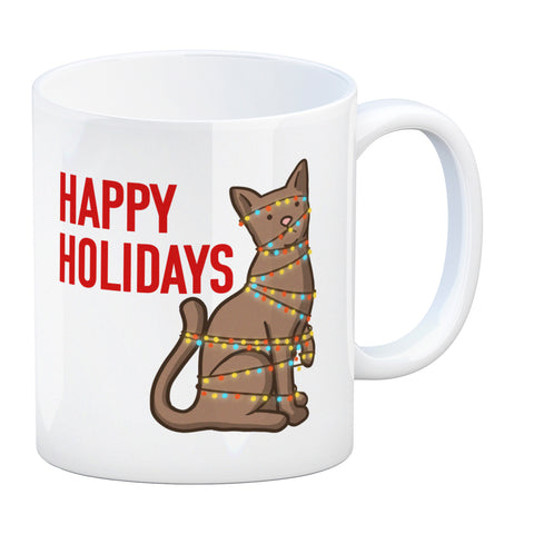 Happy Holidays Weihnachtskatze Kaffeebecher